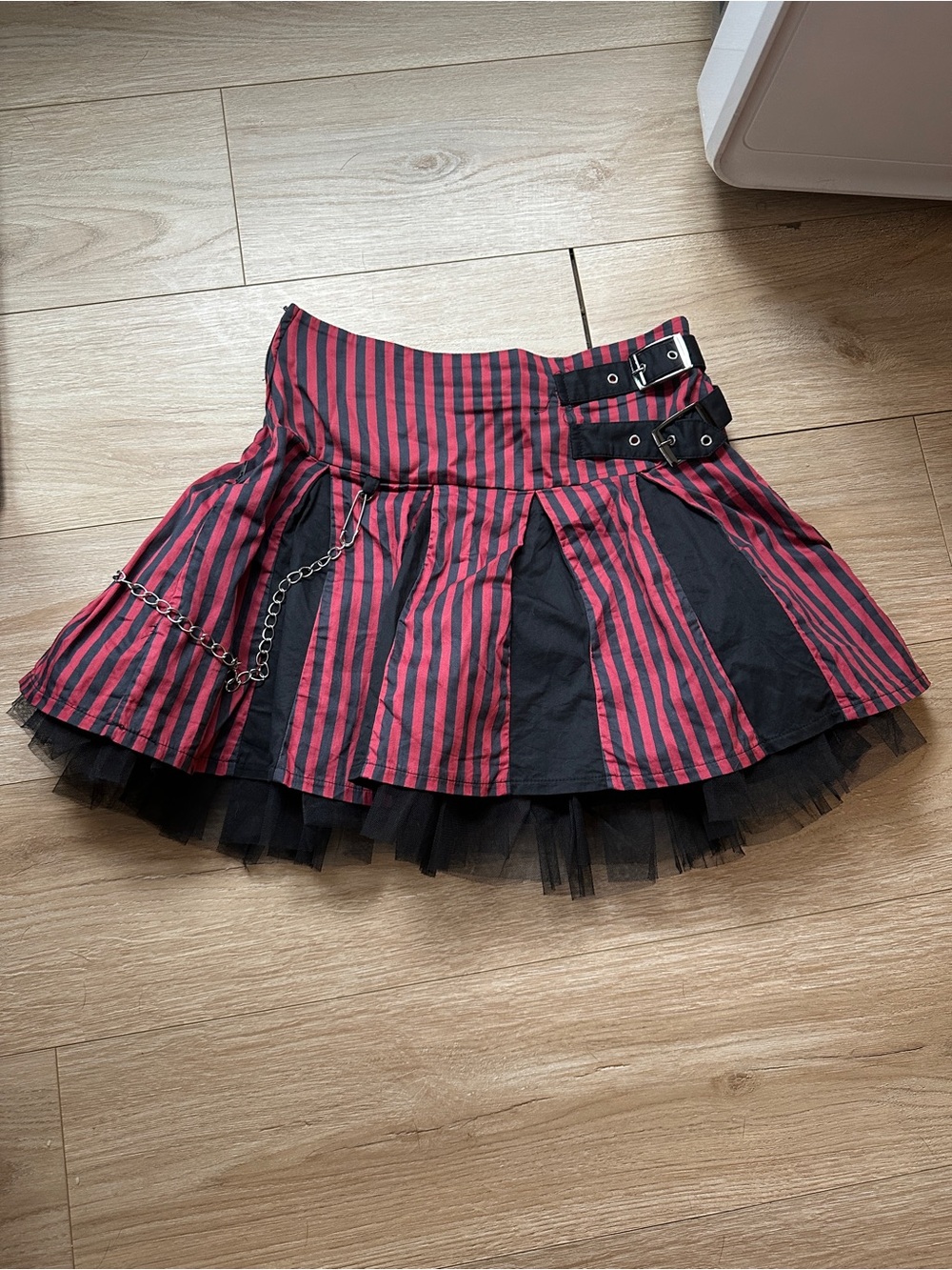 Hot Topic Red and Black Striped Skirt